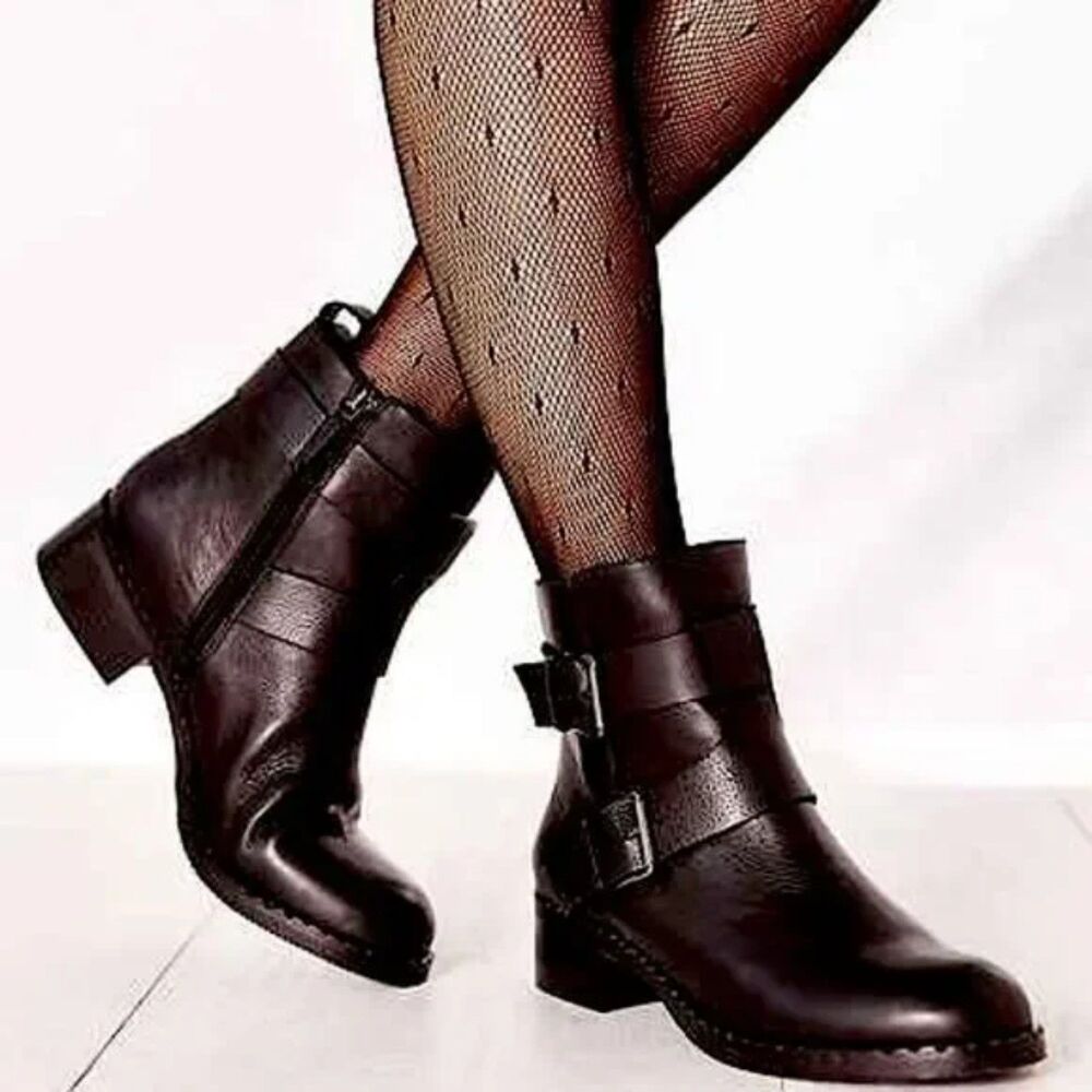 Gentle Souls Best of Moto Black Leather Ankle Boots Booties size 9.5